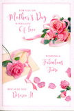 The artwork on this Mother's Day card feels like a quiet tribute to maternal love, expressed through a cluster of pink roses that seem to have just been arranged on a table in a cosy Earl's Court flat. At the centre of the design, the roses are in full bloom, with lush, layered petals unfolding from pale blush along the outer edges to deeper rose-pink closer to their cores. Their soft texture is suggested through gentle shading and subtle highlights, giving the impression of velvety petals catching diffused light from a nearby window. Around this main cluster, scattered rose petals rest in relaxed, organic positions across the pale, uncluttered background, like a trail left after gently shaking out a finished bouquet. These petals vary slightly in size and tone, some still curled, others lying flat, which adds a sense of movement and spontaneity to the scene. Fine glimpses of green leaves and stems emerge between the blooms, hinting at the living plant beneath the beauty of the blossoms and bringing balance to the warm pinks. Flowing, handwritten-style script weaves through the floral arrangement, carrying a heartfelt Mother's Day greeting in soft, looping letters that echo the curves of the petals. The overall lighting in the illustration is soft and even, giving the card a calm, airy feeling, much like stepping into a quiet side street off Earl's Court Road early on a spring day. This gentle fusion of elegant florals, scattered petals, and warm wording creates an image that feels both intimate and celebratory, perfectly suited to accompany a bouquet delivered in honour of a cherished mum.